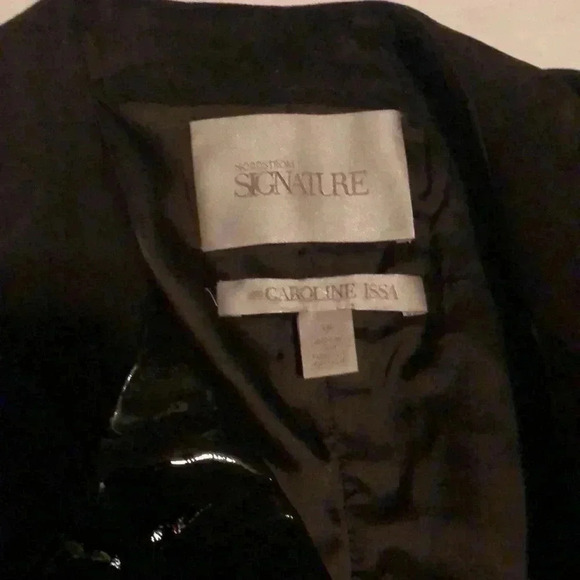 Nordstrom signature Caroline Issa LS brown patent leather and suede jacket 14 - Picture 4 of 5